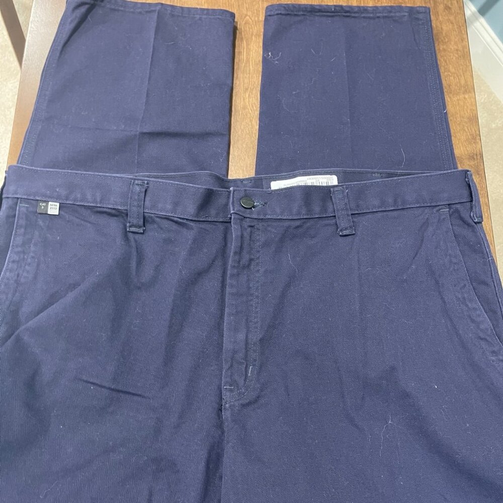 Carhartt FR Flame Resistant Navy Blue Canvas Work Pants Size 44x34 Welder 371-20 - Picture 7 of 15